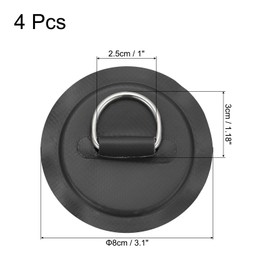 PATIKIL 3.1" Paddle Board D Rings, 4 Pcs Stainless Steel D-Ring PVC Patch Pad No Glue Include for Raft Kayak Inflatable Boat Surfboard, Black