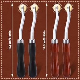 JNENERY 4PCS Tracing Wheel Sewing Tool,Professional Stitch Marking Spacer,Wood and Stainless Steel Pounce Wheel,Pounce Wheel for Sewing Patterns with Wooden Handle forTracing Paper and Leather Crafts