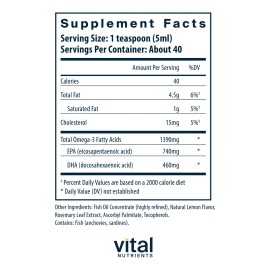 Aceite De Pescado Vital Nutrients Ultra Pure 1400 Pharmaceut