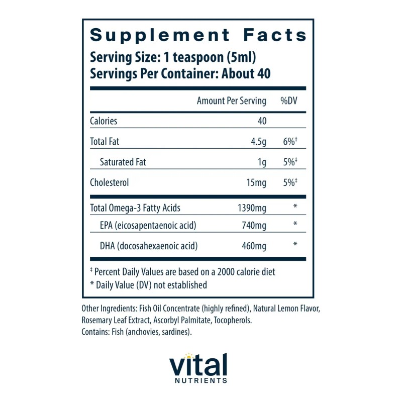 Aceite De Pescado Vital Nutrients Ultra Pure 1400 Pharmaceut