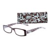 Wink Fancy Brown Floral Rectangle Reading Glass with Matching Pattern