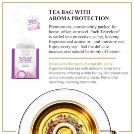 Ronnefeldt Teavelope Silver Lime Blossom – Caffeine-Free Linden Flower Herbal Tea with Silver Linden Blossoms (Tilia) – 25 Individually Wrapped Tea Bags