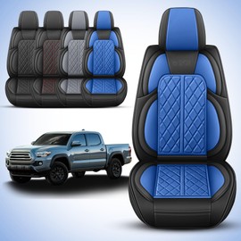 DuDuWang Seat Covers Custom Fit for 2016-2023 Tacoma Pickup Truck Seat Cover Protector Cushion with Faux Leather Waterproof (BlackBlue, Full Set)