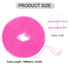 sourcing map 2Pcs 32.8ft Windproof Nylon Clothesline, Portable Washing Line, Adjustable Clothes Drying Rope for Camping Travel Hanger, 2 Color