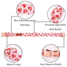 Lionet Paws Valentine's Day Dog Collar with Felt Flower, Dog Flower Collar with Metal Buckle for Dogs, Adjustable Comfortable Dog Collar Girl Gift, XL, Neck 16-26 in