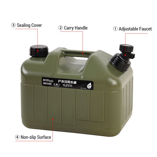 12L Camping Water Containers Portable Emergency PE Water Tank with