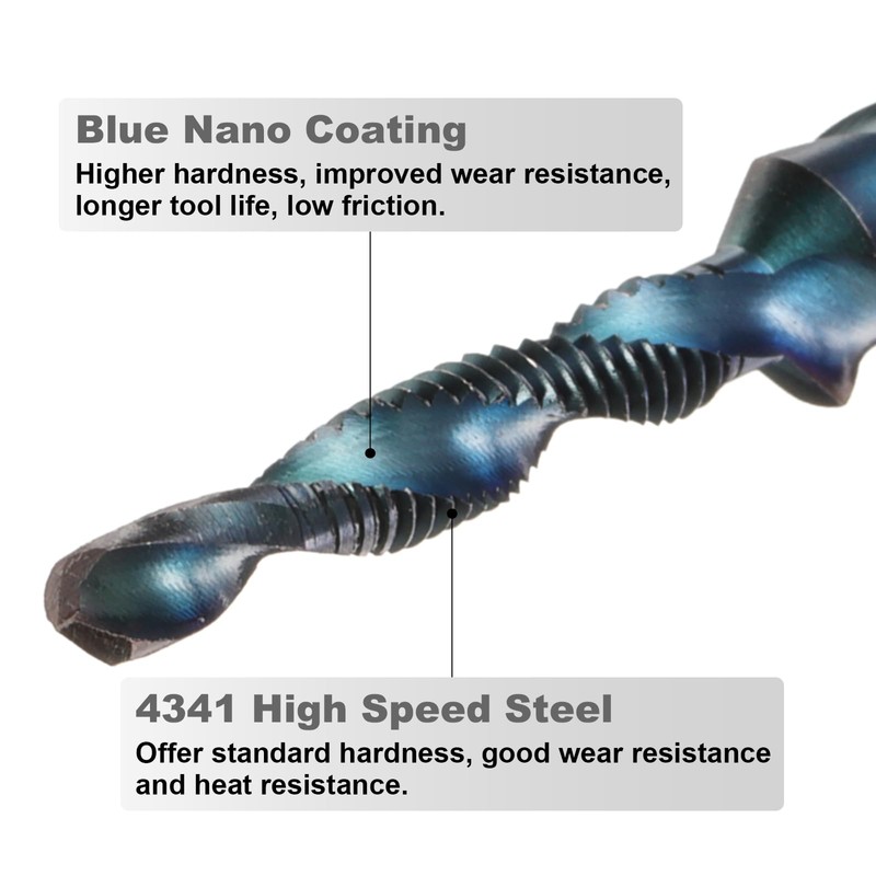 sourcing map Combination Drill and Tap Bit, Metric M4 x