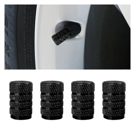 4PCS Car Tire Valve Stem Caps, Corrosion-Resistant & Leak-Proof Aluminum Alloy Air Cap Cover, Car Valve Stem Cover with Rubber Ring, Universal Wheel Dust Proof Covers for SUV Car Truck (Black)