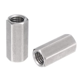 uxcell M10 x 1.5-Pitch 30mm Length 304 Stainless Steel Metric Hex Coupling Nut, 5-Pack