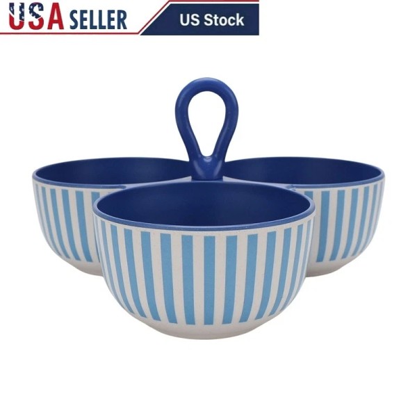 Unbranded Triple Condiment Server 3 Compartment Snack Dish Dishwasher Safe