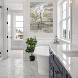 Fine Art Canvas Golden Egret Canvas Wall Decor by Artist Paul Brent for Living Room, Bedroom, Bathroom, Kitchen, Office, Bar, Dining & Guest Room - Ready to Hang - 32 in x 43 in