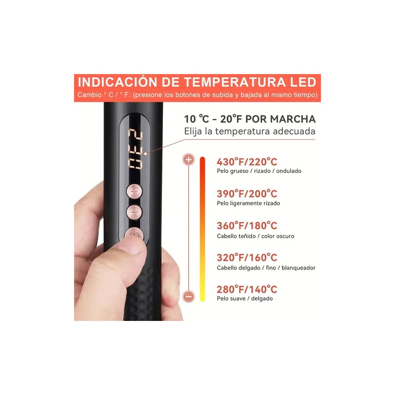 Tenazas Rizadora Con Planchas Cabello Pelo Ajustable Rosa