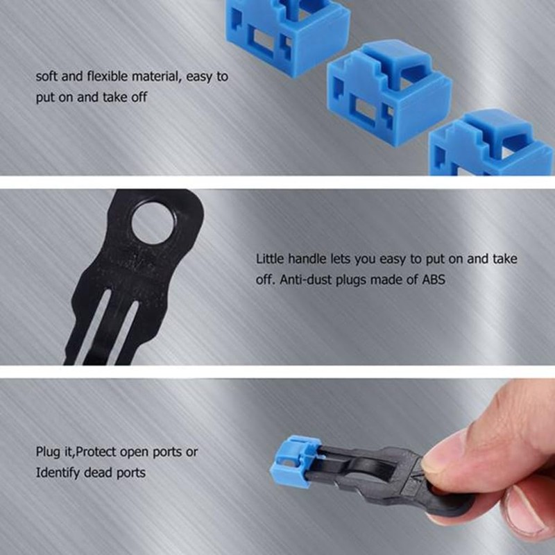 Snblzhef 300Pcs Blue RJ45 Port Ethernet LAN Hub Anti Dust