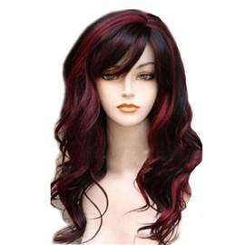 YOVEKAT 24 Inch Women Curly Wave Wig Fashion Women Synthetic Hair Wig Women Cosplay Costume Party Hairpieces (Red)