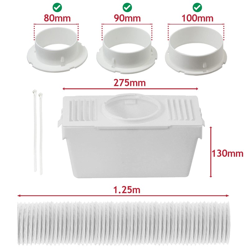 SPARES2GO Condenser Vent Box & Hose Kit Compatible with Bauknecht