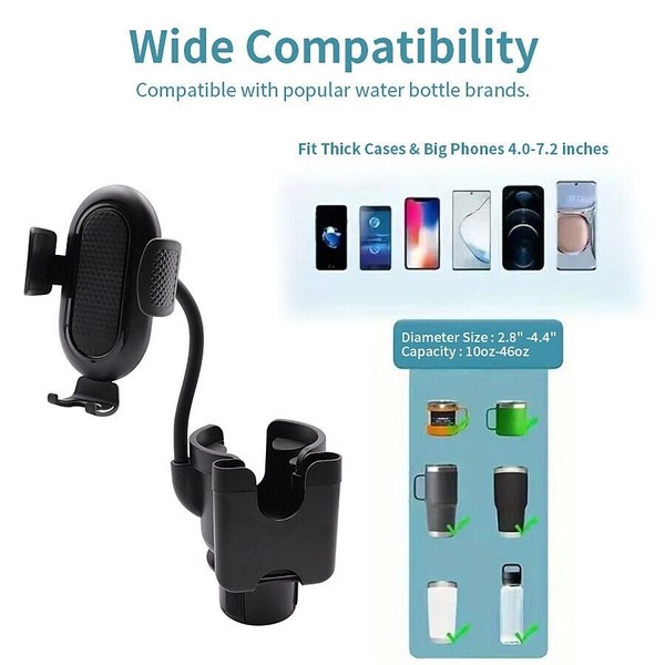 Unbranded 3 in1 Car Cup Holder Phone Mount Adjustable Base