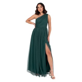 Anaya with Love Women's Maxi One Cold Shoulder Dress with Slit Split Sleeveless Prom Wedding Guest Bridesmaid Ball Evening Gown Dress, Emerald Green