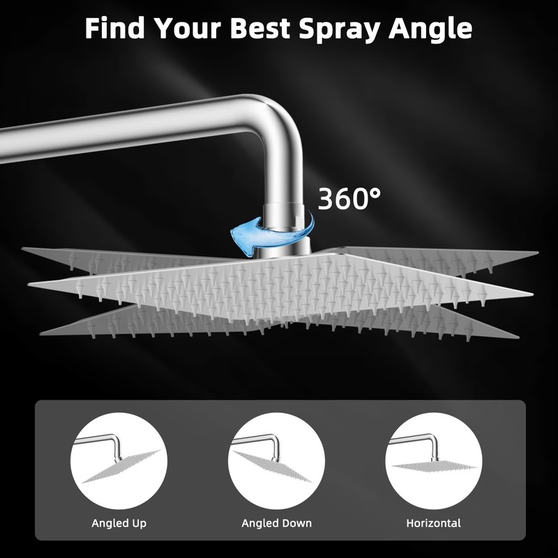 Hibbent All Metal 8 Inch Shower Head, High Pressure Stainless