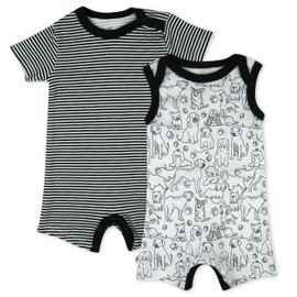 HonestBaby 2-Pack Shortall Romper 100% Organic Cotton for Infant, Baby Boys, Marker Hound, 6-9 Months