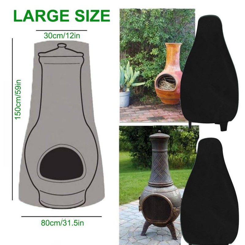 Groumh LARGE SIZE Protective Chiminea Covers, Weather Resistant Outdoor Patio