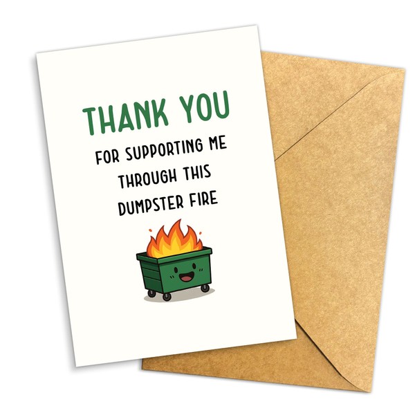 Funny Dumpster Fire Thank You Card – Quirky Appreciation Greeting