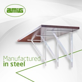 Amig - Model 9 Shelf Bracket | Robust Wall Bracket for Shelves | 300 x 225 mm | Holds Up to 260 kg | Ideal for Kitchen, Bathroom, Bedroom, Office | Easy Installation, White, Steel