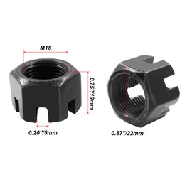 Zorveiio 5Pcs M18 x 1.5mm Pitch Black Hex Slotted Castle Nut,Grade 4.8 Carbon Steel Hexagon Castle Nuts for Wheel Bearings,Mechanical Equipment