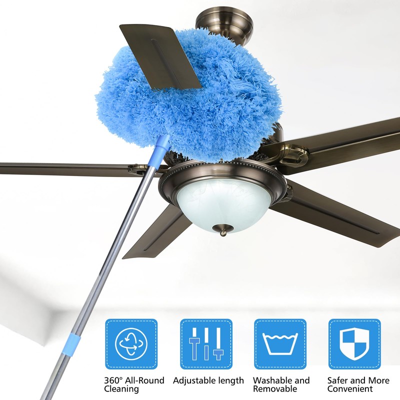 Ceiling Fan Cleaner Duster & Cobweb Duster with Extension Pole