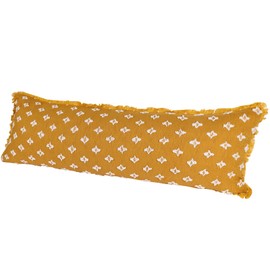 DRNOU Boho Body Pillow Cover with Tassel Fringe,3D Flower Patterned Decorative Extra Long Lumbar Pillow Cover Pillow Case for Sofa Couch Bed Livingroom Farmhouse,21x54,Yellow