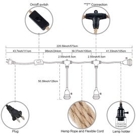 Triple Pendant Light Cord Kit with Independent Switch Hemp Rope Vintage Hanging Lighting Cord Fixture Compatible with E26 for Industrial DIY Projects Decoration