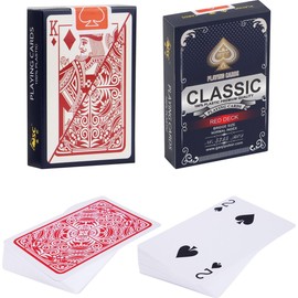 Plastic Playing Cards, Waterproof Card Game, Professional Quality, 100% Waterproof Plastic, Luxury Design with Classic Card, German Size, Skat & Poker, Red