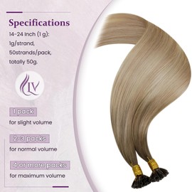 LaaVoo U Tip Hair Extensions Human Hair Ombre Light Brown to Ash Blonde with Platinum Blonde K Tip Human Hair Extensions Balayage Blonde Keratin Tip Hair extensions 14Inch 1g/1s 50g