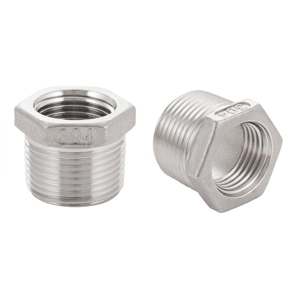 Happyreise Stainless Steel Reducer Hex Bushing, 3/4" Male NPT to