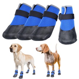 SJJH Dog Shoes Lightweight Dog Boots-Breathable Knitted Paw Protector with Adjustable Strap for Hot Pavement, Rain Walking, Hardwood Floors Anti Slip Reduce Noise, Prevent Licking Paws(Blue,XL)