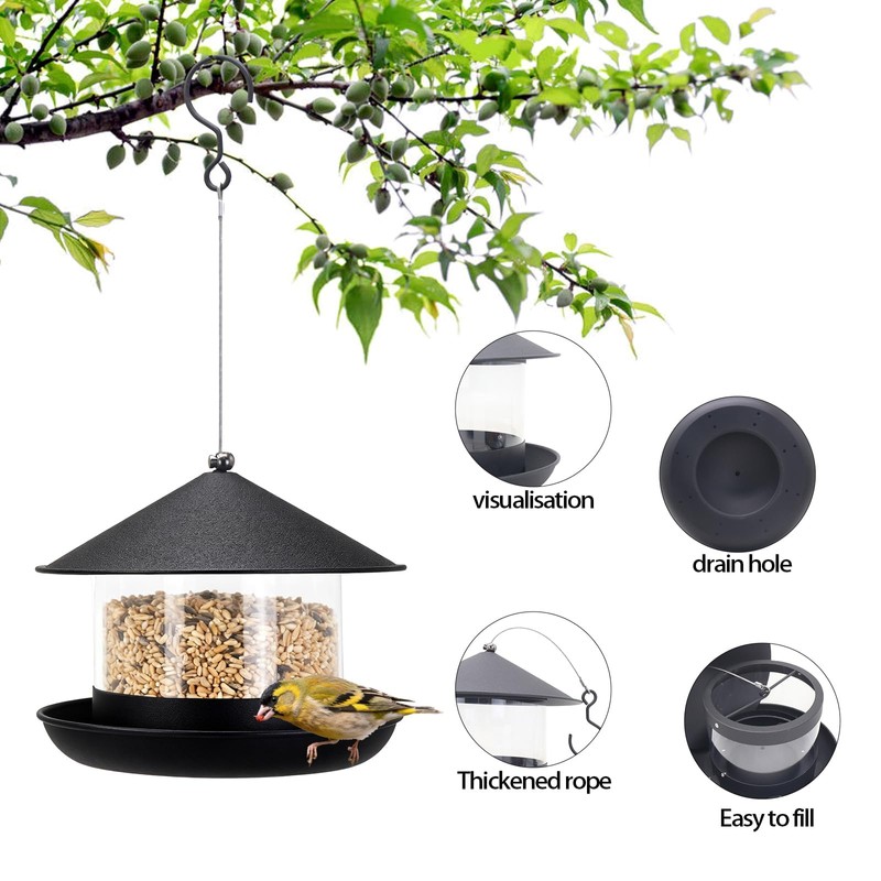 QZLOHOM Wild Bird Feeder, Large Capacity Hanging Bird Feeder with