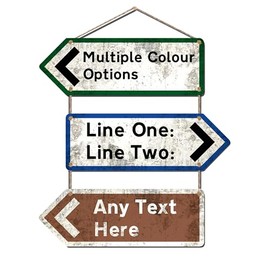 Personalied Stackable Metal UK Direction Arrow Signs | Custom Printed Metal Plaque/Sign