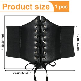 FEQDWOX Women's Tied Waspie Belt, Wide Lace-Up Corset Elastic Waist Belt