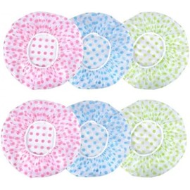 Gorro de ducha 6 piezas sombreros de ducha impermeables, elástico reutilizable, gorro de baño para el pelo, gorro de ducha elástico para mujer, spa, salón, uso doméstico y hotel