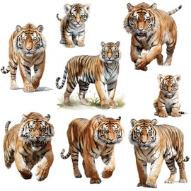 AM AMAONM Removable 3D Nature Jungle Wild Animals Wall Stickers DIY Peel and Stick Safari Tiger Lion Elephant Wall Decals Aniaml Wall art Decor for Kids Baby Bedroom Nursery Living Room (Tiger family)