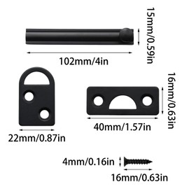 Adyoney 4 Inch Brushed Black Solid Brass Surface Bolt, Elegant and Durable Brass Slide Bolt Latch, Cabinet Surface Bolts with Screws, Secure and Stylish Hardware Accessory