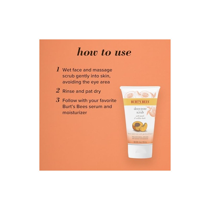 Burts Bees Peach Willow Bark Deep Pore Scrub for Women