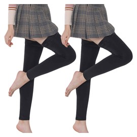 Romastory Womens Over Knee Leg Warmers Winter Thick Fleece Lined Elastic Socks Tights (One Size Fits S/M/L, 2packblack)