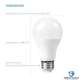 Great Eagle Lighting Corporation Super Bright 150W-200W LED Light Bulb 2600 Lumens, A21 Non-Dimmable 4000K Cool White, High Lumen, UL Listed (2-Pack)