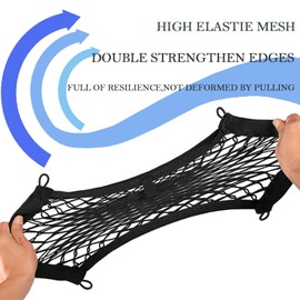 2 Pack Small Cargo Net Pocket Storage Mesh Net Elastic Automotive Cargo Nets Storage Pouch for Car Trunk Net, RV, Boat Storage Mesh Pocket Net with 8 Mounting Screws and Hooks (18 x 9.8 Inches)