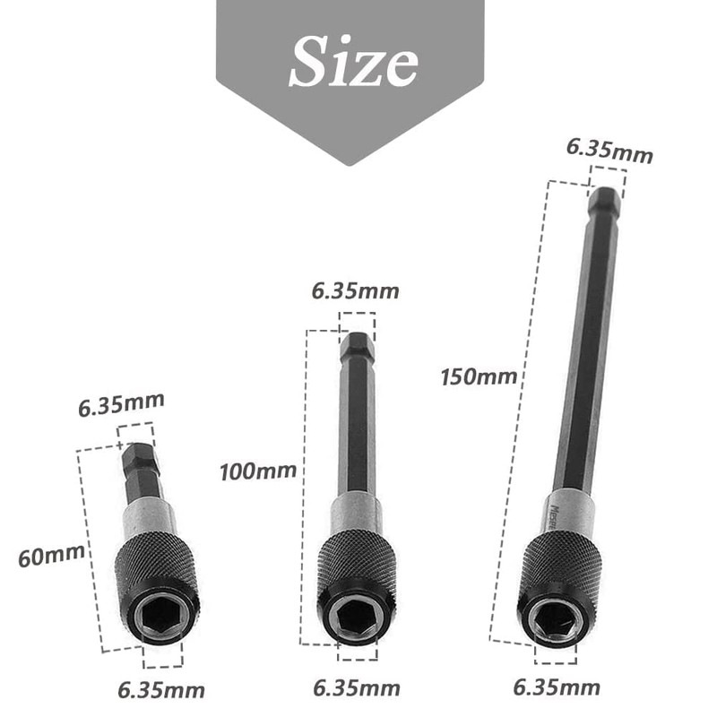 Mesee 3Pcs Drill Bit Extension, 1/4” Hex Shank Magnetic Chuck