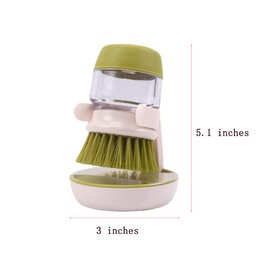 Dish Brush with Soap Dispenser, Dishwashing Kitchen Scrub Brushes Dish Scrubber with Holder Drip Tray, for Cleaning Pan, Pot, Sink(Grey)