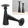 2 Piece Matte Black Metal Taper Candlesticks Retro Modern Hourglass