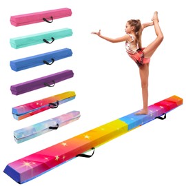 FINCOME 10FT Folding Balance Beam, Portable Gymnastics Beam Equipment with Non Slip Rubber Base & Suede Cover for Training/Practice/Professional Home Exercise