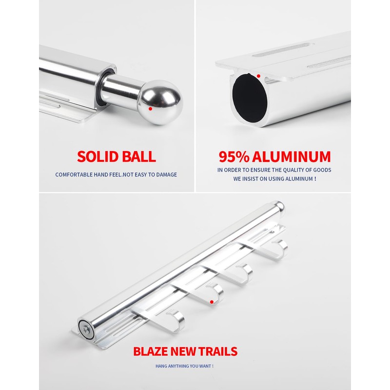 BaiNong 12 inch Valet Rod for Closets Pull Out Closet