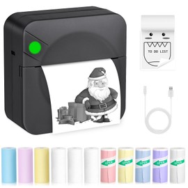 Zeacool Mini Sticker Printer,Mini Pocket Thermal Printer with 11 Rolls Paper,Bluetooth Inkless Printer Compatible with Android & iOS,Portable Receipt Printer for Photo,Journal,Memo,Travel,Black
